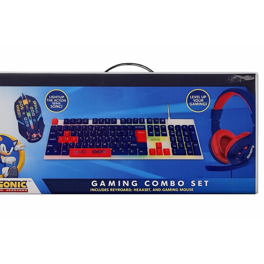 Sonic The Hedgehog Gaming Keyboard Mouse Headset Combo Set RGB Sakar New